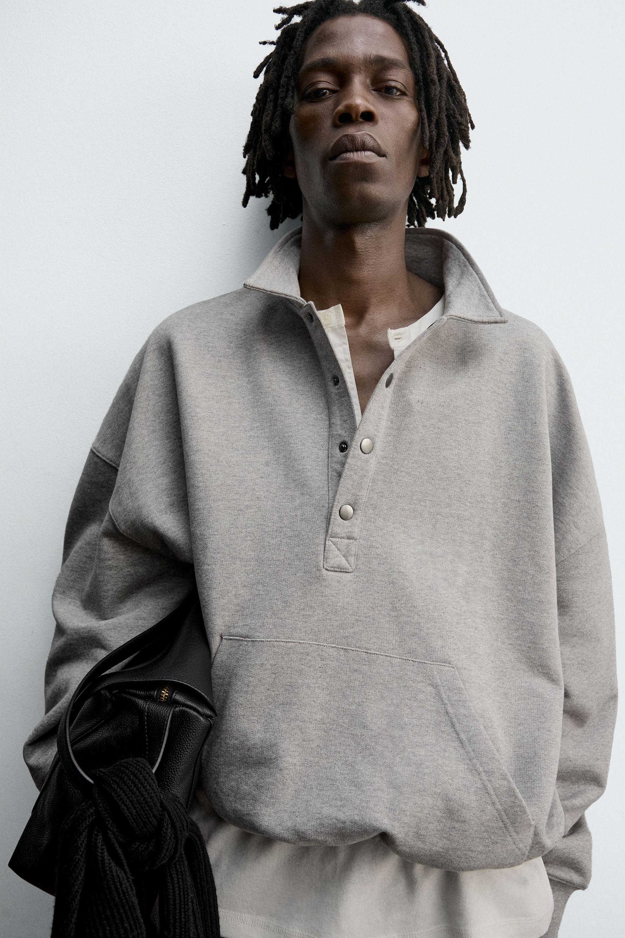 BOXY FIT POLO SWEATSHIRT